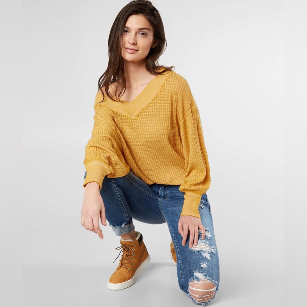 Free People We The Free South Side Thermal‎ Top Sunflower